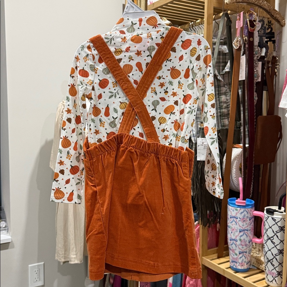 NWT Isaac Mizrahi NY 3T Girls Fall Outfit Dress Overalls Long Sleeve Hair Clips - Picture 5 of 5